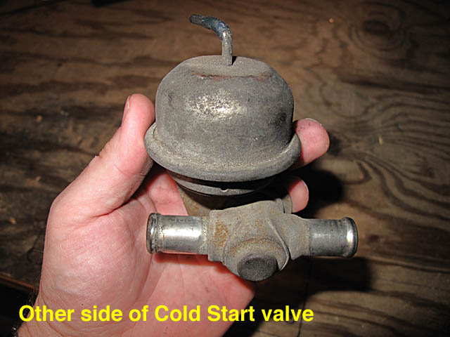 Cold start valve back